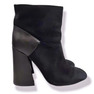 See By Chloe Black Suede & Leather Heeled Boots SZ 37